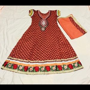 Orange and Peach Indian Salwar Kameez Anarkali